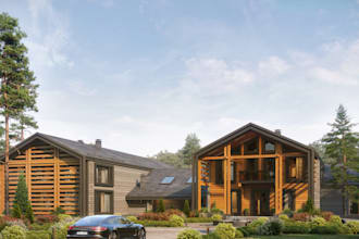 renovate 3d modern cabin exterior,container bar house,hut villa,courtyard render