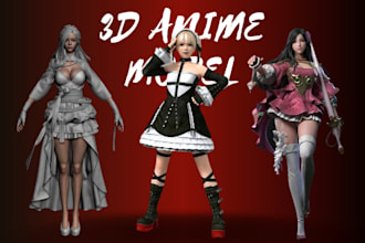 sculpt anime figure, 2d to 3d model, female anime model, toys for printing, game