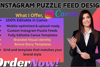 create a visually appealing instagram puzzle feed using the canva social media