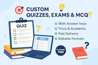 create exams, quizzes, mcqs, and trivia questions for any topic