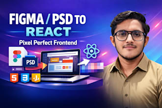 develop a pixel perfect frontend from figma or PSD to react