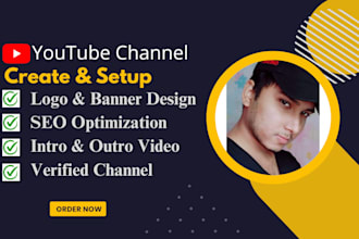 create and setup youtube channel with logo, banner, intro