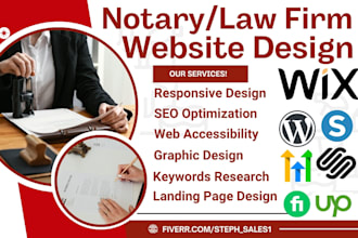 design and redesign premium notary website, notary landing page, legal website