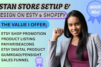 setup, design stan store upload digital products for beacons ai, payhip, gumroad