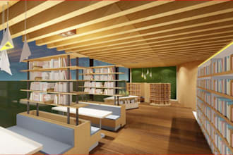 redesign 3d library interior,modern furniture fixture, private office,cgi render