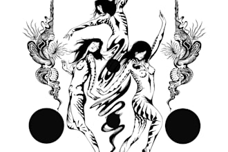 illustration of a figure with a combination of ornaments and acid