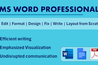 do your ms word documentation, editing, writing and layout design