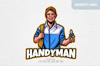 design handyman, plumbing, roofing, electrician cartoon logo design