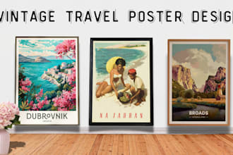 design vintage travel poster postcard design film poster sports poster