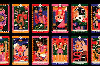 create tarot card, playing cards, illustrations, card mockup for card game
