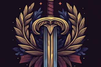 make a stylized fantasy rpg game logo and branding