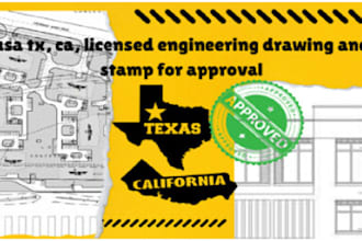 stamp and submit drawings for city permits in texas, california, florida USA