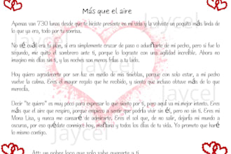 write a heartfelt custom letter in spanish for any occasion