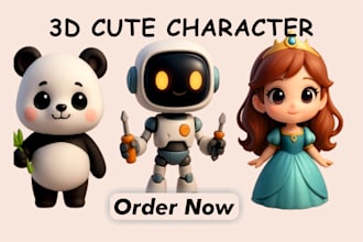 design 3d cute mascot character 3d cute animal model cartoon character 3d model
