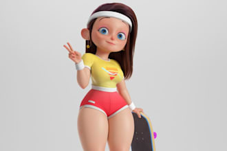 remodel 3d stylized character for game,3d cartoon, boardgame,blender model, xgen