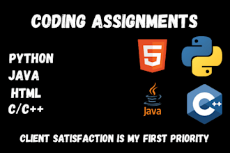 do coding assignments and projects in c, cpp, python, java and c sharp