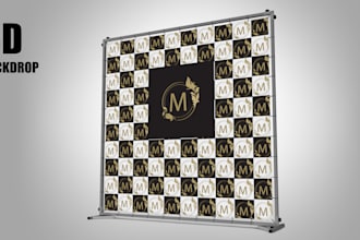 desing custom event and party backdrop within 1 hour