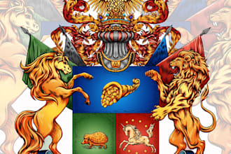 design luxury heraldic, coat of arms and family crest logo for your brand