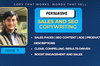 write high converting sales, SEO website, and ad copy
