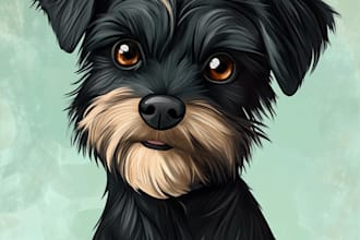 create disney pets portrait illustration in disney style