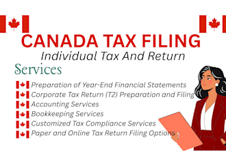 prepare and file canadian taxes, personal tax t1, business tax t2