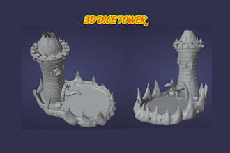 model 3d dice tower 2d artwork with blender character figure 3d printing