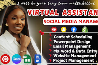 be executive administrative personal virtual assistant data entry canva graphics