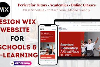 design wix website for schools, e learning, tutoring website wix school website
