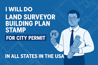 do land surveyor building plan stamp for city permit in all states in the USA