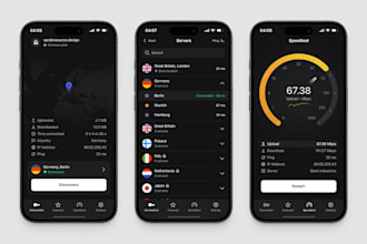 build VPN app like expressvpn,nordvpn,surfshark,protonvpn for IOS and android