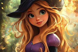 create couple portrait in disney cartoon illustration for gift