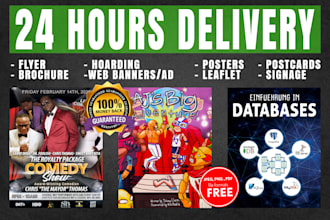 design a flyer, postcard, brochure, poster, or media kit in just 24 hours