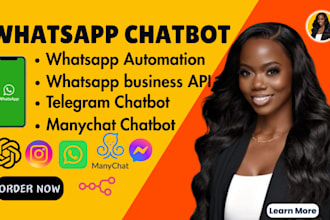 build whatsapp instagram manychat ai chatbot with CRM and API automation
