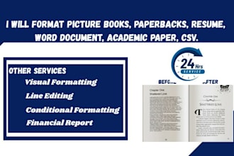 format visual picture word academic paperback resume csv amazon kdp in 24 hrs