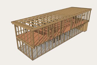 make timber frame, 3d houses framing, steel frame with wood structure design