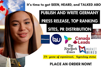publish and write germany press release, top ranking sites, PR distribution