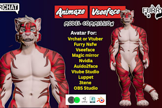 edit or create furry nsfw vrchat vtuber model for vseeface animaze secondlife