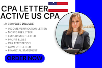 provide comfort letter mortgage letter, financial statements audit signed as cpa