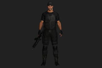 do 3d realistic game character, 2d sketch to 3d model, ue5 rig, retextur