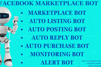build facebook marketplace bot, check out bot, auto listing bot etsy bot ebaybot
