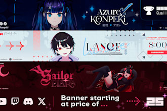 design anime or vtuber logo and banner for you