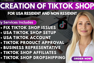 create USA tiktok shop setup tiktok shop USA tiktok shop business representative