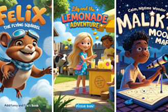 design children picture book illustrations, kids book covers and characters