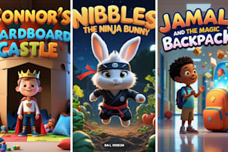 design children picture book illustrations, kids book covers and characters