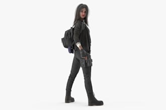 craft 3d game character, unity texture,  ue5 control ri, glb model animation