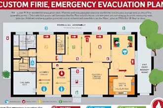 design your fire strategy plan, emergency evacuation plan for your floor plan