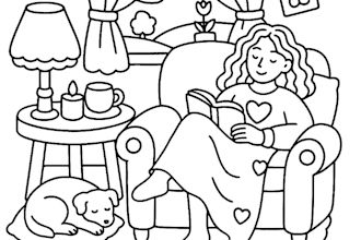draw cozy bold and easy coloring book illustrations for KDP