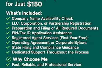 help you form an llc, corp in USA