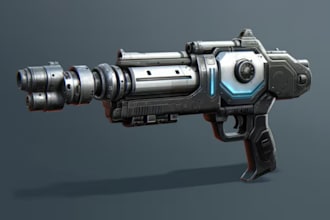 model 3d sci fi gun, mini gun,baseball bat, bazooka gun, fortnite game,short gun