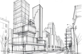 hand draw architecture and urban design sketches